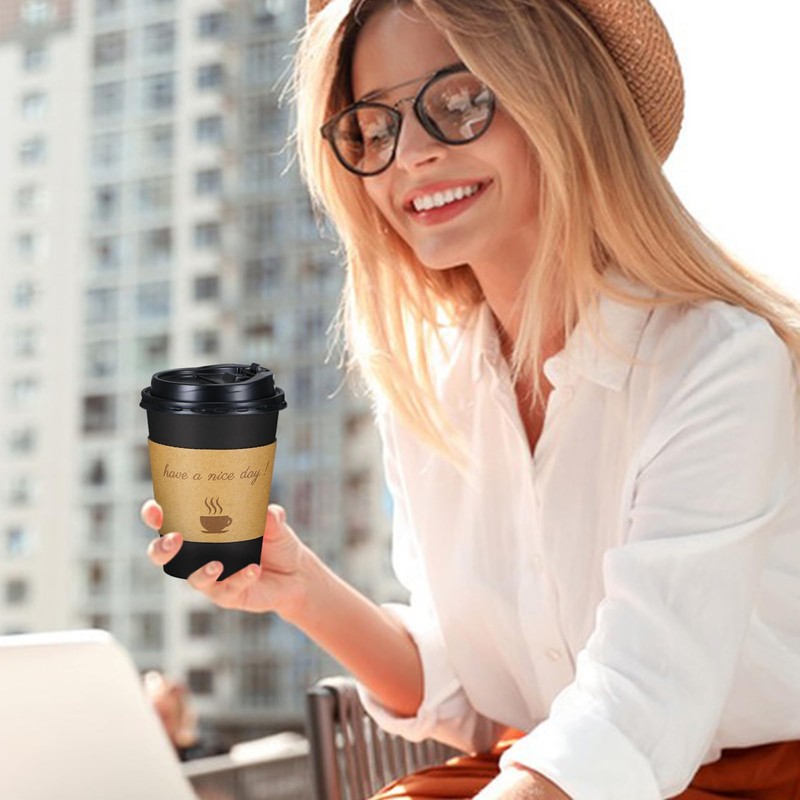 Lamosi 12 OZ Coffee Cups with Lids 500 Pack, Disposable