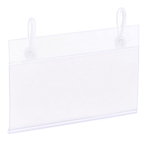 sourcing map Label Holder with Hanging Buckle 90x55mm Clear Plastic