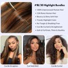 MOMOSHERO Dark Brown Highlight 3 Bundles with 13x4 Frontal Body