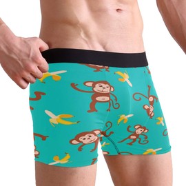 ZZKKO Monkey Banana Mens Boxer Briefs Underwear Breathable Stretch Boxer Trunk with Pouch XL Green
