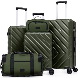 Luggage Sets 5 Piece, Suitcases with Wheels, ABS Hard Case Luggage with TSA Lock Spinner Wheels, Carry On Luggage Set(5 Piece Sets (20"/24"/28"/DB/TB))