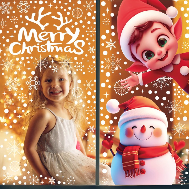 SULOLI Pack of 8 Christmas Window Stickers with Santa Claus