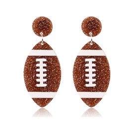 Acrylic Baseball Earrings Cool Punk Football Baseball Basketball Sports Drop Dangle Earrings Lightweight Rugby Soccer Statement Earring for Women Sport Lover Jewelry Gift (Rugby)