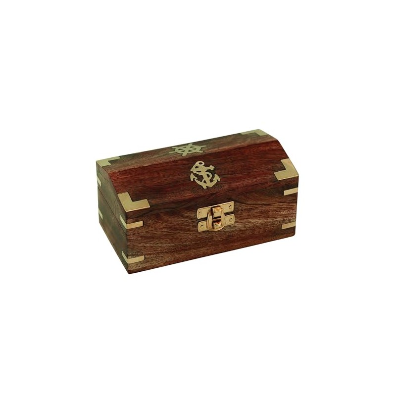 NKlaus Mango Wood / Brass Treasure Chest 14.5 x 7.5