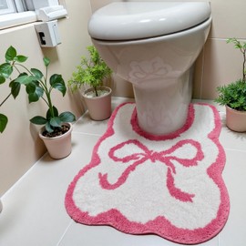 gdmgdr - Alfombra de baño con forma de U, color rosa intenso, en forma de U, de 20 x 32 pulgadas, suave antideslizante, lavable a máquina para baños (rosa intenso, 20 x 24 pulgadas)