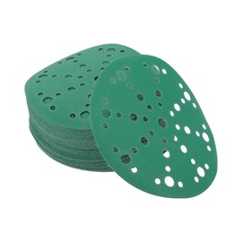 A ABSOPRO Sanding Discs 6 Inch 49 Holes 180 Grit Round Velcro Sandpaper Aluminium Oxide Green Pack of 50