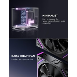 Asiahorse Dawn 120mm Case Fan, ARGB PWM 1850RPM/71CFM Airflow, Forward & Reverse Blade Design, Low Noise, Precision HDB Bearings High Performance UNI PC Fan Modular Daisy Chain