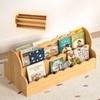 Bamboo Kids Bookshelf with Handles, 4-Tier Double-Sided