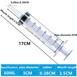 HaBeuniver 60ml Syringe, 3 Pack Large Plastic Syringe for Scientific Labs and Dispensing Multiple Uses Measuring Syringe Tools