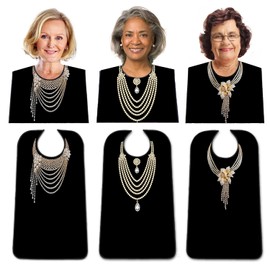 EpoBob 3 Pack Adult Bibs with Crumb Catcher, Washable and Adjustable Adult Bibs for Women Elderly Seniors Elegant Necklace