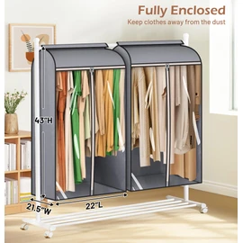 MISSLO 43" Hanging Garment Bags for Hanging Clothes Fully Enclosed Coat Bags for Closet Storage Clothes Cover with Large Clear Window and 3 Zippers (Rack not included), 2 Packs