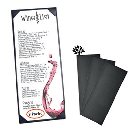 WFD.L 3 Packs of Leather Menu Covers for with Strong Wood Inside for 4.25x11 inch, Leather Single Panel Menu Holder for Restaurant,Wine List, Drinks, Cafes, Bar, Hotel,Cocktail(4.25"x11"/Single View /3Pcs)