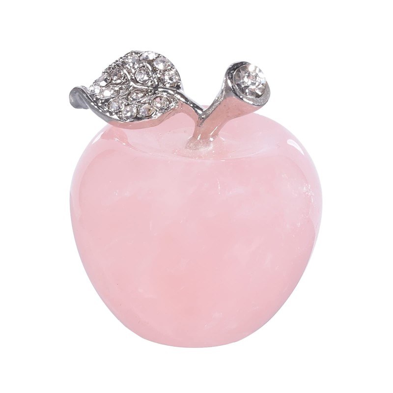 Lovionus89 Natural Rose Quartz Apple Statue, Healing Crystal Figurine Sculpture