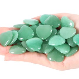GUJOXILA Green Aventurine Heart Made of Stone Natural Stones Healing Crystals Gemstones Polished Hand Carved Meditation Chakra Reiki Energy Balancing Lucky Gift 20 mm Pack of 20