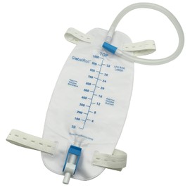 GlobalRoll Leg Urinary Drainage Bag, Urine Leg Bag with 1000 mL Volume, 2 Adjustable Elastic Bands, Professional Urinary Bag for Home and Hospitals Health Aids, 1 Pack