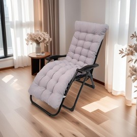 Patio Chaise Lounger Cushion,61in Lounge Chair Recliners Chair Cushions,Thicker Padded Chaise Lounger Swing Bench Cushion for Outdoor Indoor Home Office (Light Gray)