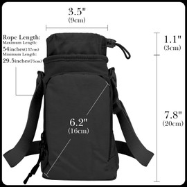 Linkidea Wasserflaschenträger mit Riemen, kompatibel mit Owala FreeSip 680 ml, 907 ml, Eisenflasche, breite Öffnung, 907 ml, Wasserflaschen-Tragetasche, Schultergurt mit Handytasche, Schwarz