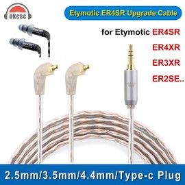 okcsc ER4SR to 2.5MM Upgraded Replacement Cable for Etymotic Earphones Cable 4 Core for Etymotic ER4SR ER4XR ER3XR ER3SE ER2XR ER2SE LN008099 3.94FT