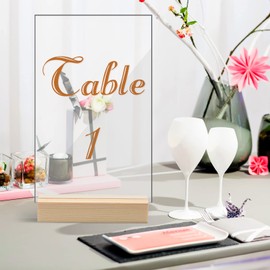 Zonon 12 Pieces Wood Place Card Holders Wood Sign Holders Table Number Holder Stands Name Card Holder for Wedding Party Events Decoration(Natural Wood Color, 4.6 x 1.1 x 0.9 Inch)