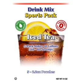 GramZero Iced Tea Sugar Free Drink Mix Sports Pack, Great For Nutrition Club Loaded Teas, Zero Calorie, Stevia Sweetened