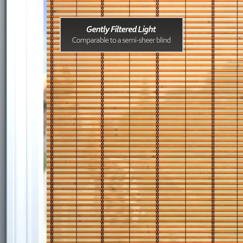 Red Lantern Burnt Bamboo Cordless Window Shade - Two-tone Honey,
