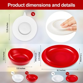 Hushee Adaptive Spill Proof Scoop Bowl and Plate Set with Suction Base Non Skid Self Feed Dinnerware for Elderly Disabled Handicapped from Parkinsons, Dementia, Stroke, Tremor(2 Sets,Red and White)