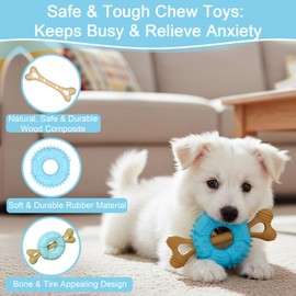 HORIBND Puppy Teething Toys for Aggressive Chewers, Indestructible Dog Chew Toys for Small Medium Dogs - Durable Bone & Tire Dog Toy to Keep Puppies Busy, Relief Boredom & Anxiety