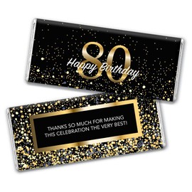24ct 80th Birthday Party Favors Custom Wrappers for Candy Bars (24 Count) - Candy Not Included