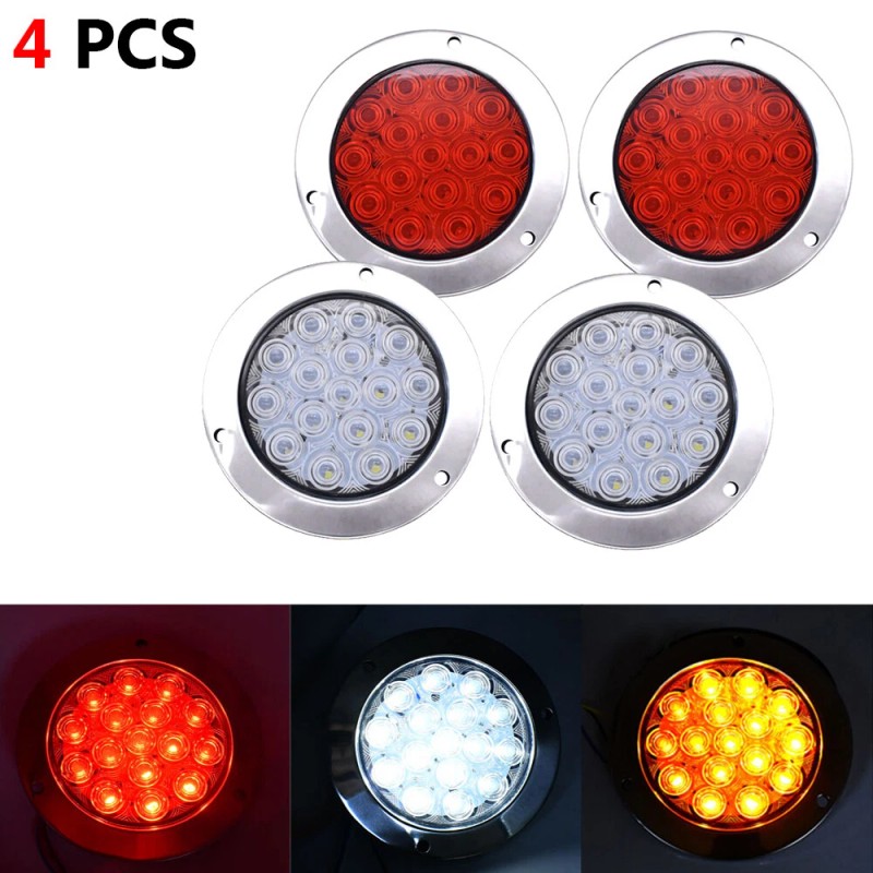 4x 4-inch 16LED Round Truck Tail Stop Turn Brake Lights