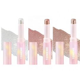 TOMEME 3 PCS Eye Shadow Stick, Hydrating Jelly Glaze Eyeliner Brightener Pencil Crayon, Easy to Blend Shimmer Eyeshadow Stick,Last All-Day