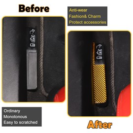 Soft 3D Real Carbon Fiber Car Emergency Door Lock Switch Sticker Trim Compatible with Corvette C8 Stingray Z06 Z51 2020 2021 2022 2023 Interior Decoration Accessories (Yellow)