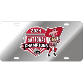 Ohio State Buckeyes National Champs License Plate 2024 Brutus Silver