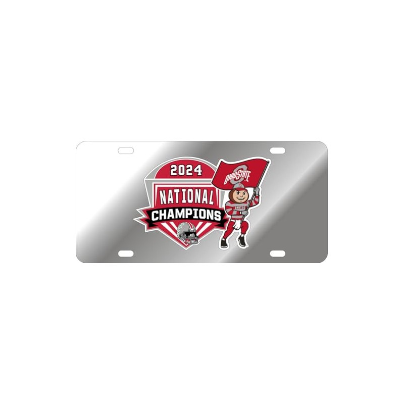 Ohio State Buckeyes National Champs License Plate 2024 Brutus Silver