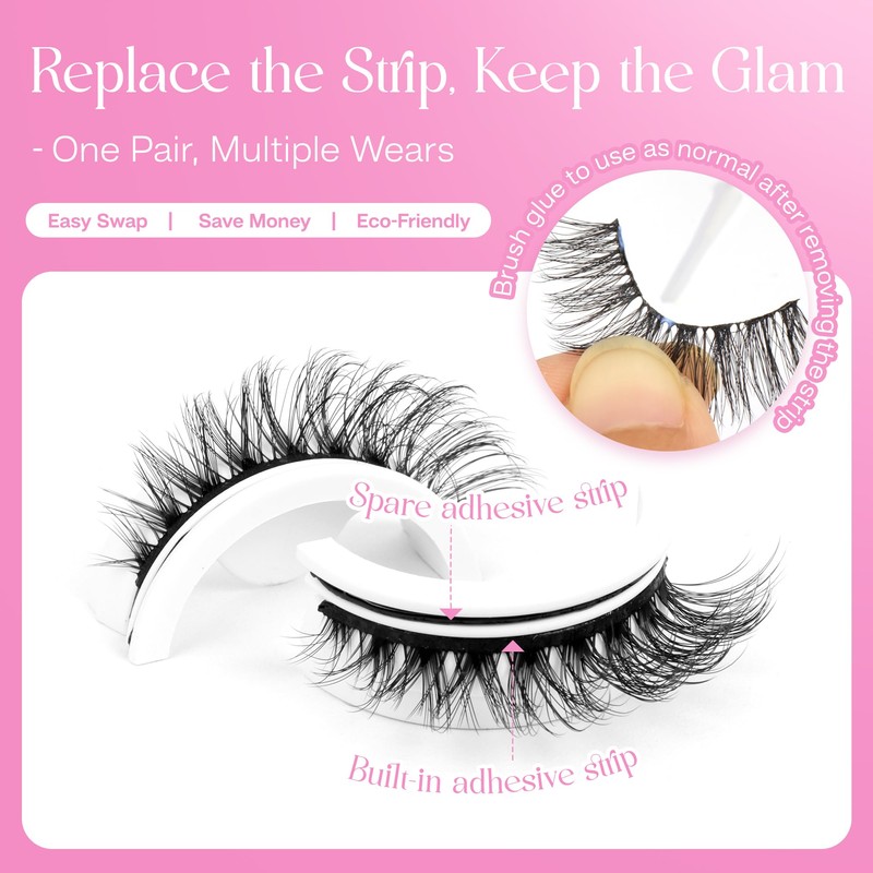 CALAILIS Self Adhesive Eyelashes 5 Pairs Natural Look Press On