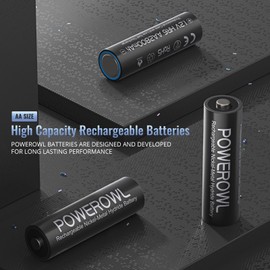 POWEROWL AA Rechargeable Batteries, 2800mAh High Capacity Batteries 1.2V NiMH Low Self Discharge, Pack of 16