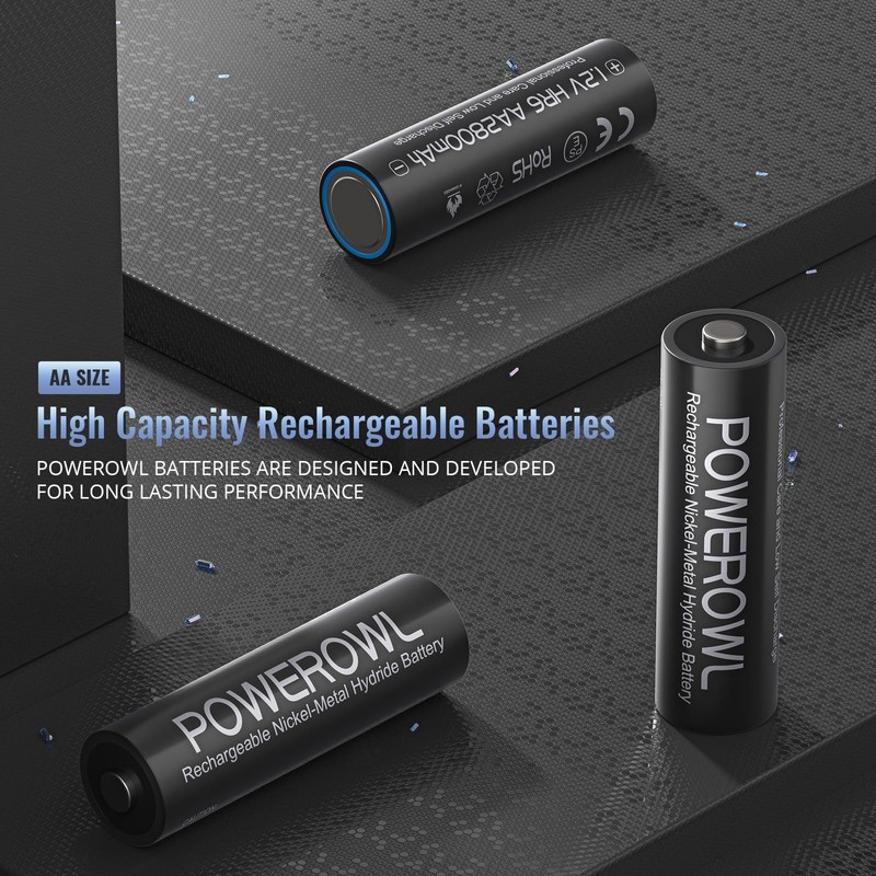 POWEROWL AA Rechargeable Batteries, 2800mAh High Capacity Batteries 1.2V NiMH