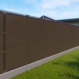 Windscreen4less Heavy Duty Privacy Screen Fence 98% Blockage Solid Brown 6' x 25' Brass Grommets w/3-Year Warranty 180 GSM