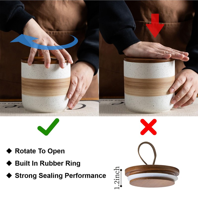 Miamolo Small Ceramic Jar with Lid, Coffee Container Kitchen Food