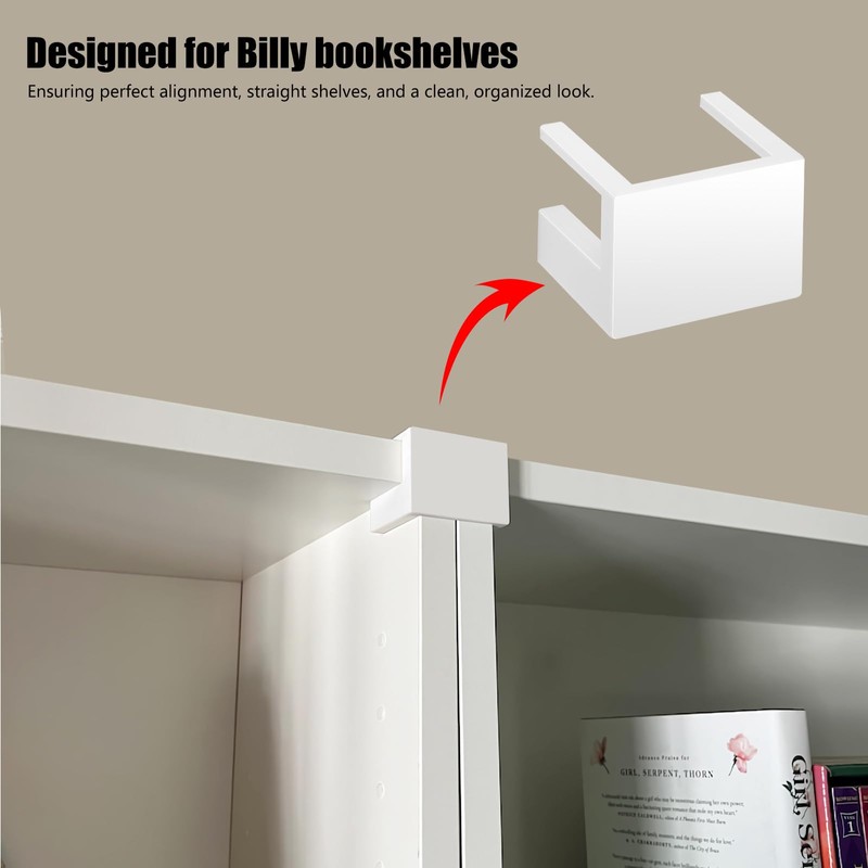 LUAATT Ideal Bookshelf Hook Clip Aligner Compatible with Billy,Bookshelf Connector
