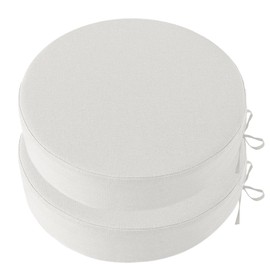 Heavyoff Outdoor Chair Cushions for Patio Furniture, Waterproof Round Patio Seat Cushions with Adjustable Straps for Garden Burgundy Sofa, Set of 2, White, 18x18x2 Inch