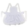 White Cotton Women Maid Apron Ruffle Hem Kitchen Solid Color