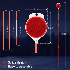 12 Pcs Reflective Driveway Markers, 48 Inch Double Sided Driveway Markers Reflectors for Snow Plowing Markers, Driveway, Walkways, Parking, Lots (Red)