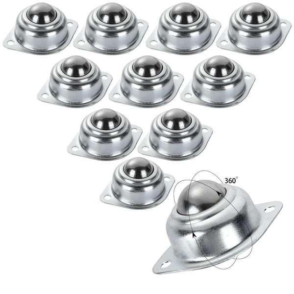 16Pcs 1” Roller Ball Transfer Bearings, 360º Rotation Universal Ball