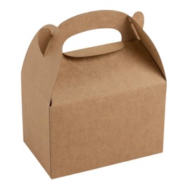 Restaurantware Bio Tek 4 x 2.5 x 2.5 Inch Gable Boxes For Party Favors, 100 Attractive Gift Boxes - With Built-In Handle, Greaseproof, Kraft Paper Gable Boxes, For Birthday Parties And Weddings