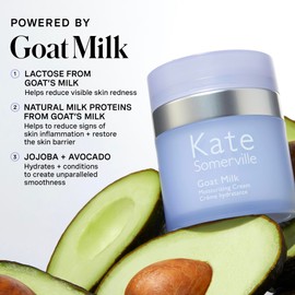 Kate Somerville Goat Milk Moisturizing Cream - Deeply Hydrating Daily Face Moisturizer for Dry, Tight, and Sensitive Skin, 1.7 Fl Oz