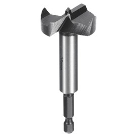 sourcing map Forstner Drill Bit 1-3/8"(35mm) Carbon Steel Single Tooth Flat Wing Wood Drilling Forstner Bit Hinge Cutter with 1/4" Hex Shank for Hardwood Softwood Plywood Woodworking