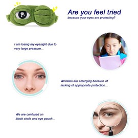 OFKPO Sleep Mask, Frog Eye Mask, Creative Eye Cover, Sleeping Mask, Children and Adults, Night Mask for Sleep Travel (Green)