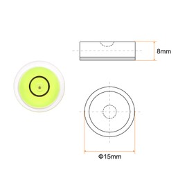 sourcing map 6pcs Round Bubble Level 15x8mm Mini Circular Bullseye Spirit Levels for Leveling Camera Tripod Telescope Workshop Turntable Pictures Frame, Green
