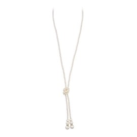 1920s Flapper Faux Pearls Long Beaded Necklace, Gatsby Ballgown Cosplay Necklace, Old School Vintage Layered Pearls Necklace for Women Girls Prom Jewelry, Stainless Steel, metal