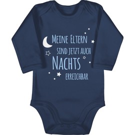 Shirtracer - Baby Bodysuit Long Sleeve Girl Boy - Sayings - Meine Eltern sind jetzt auch Nachts erreichbar Blue, 1 Navy Blue
